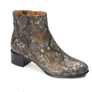 Vionic Kamryn Ankle Reptile Leather Bootie boot shoe zip up black  size  8.5